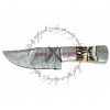 Rebel Wolf Short Man Damascus Steel Knife Stag Horn Handle Steel Bolster